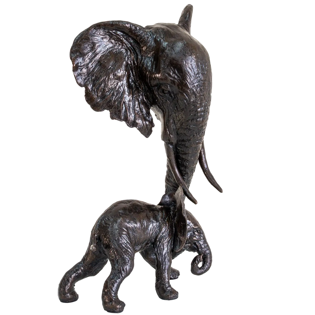 Richard Cooper Bronze Elephant Mother & Calf Figurine