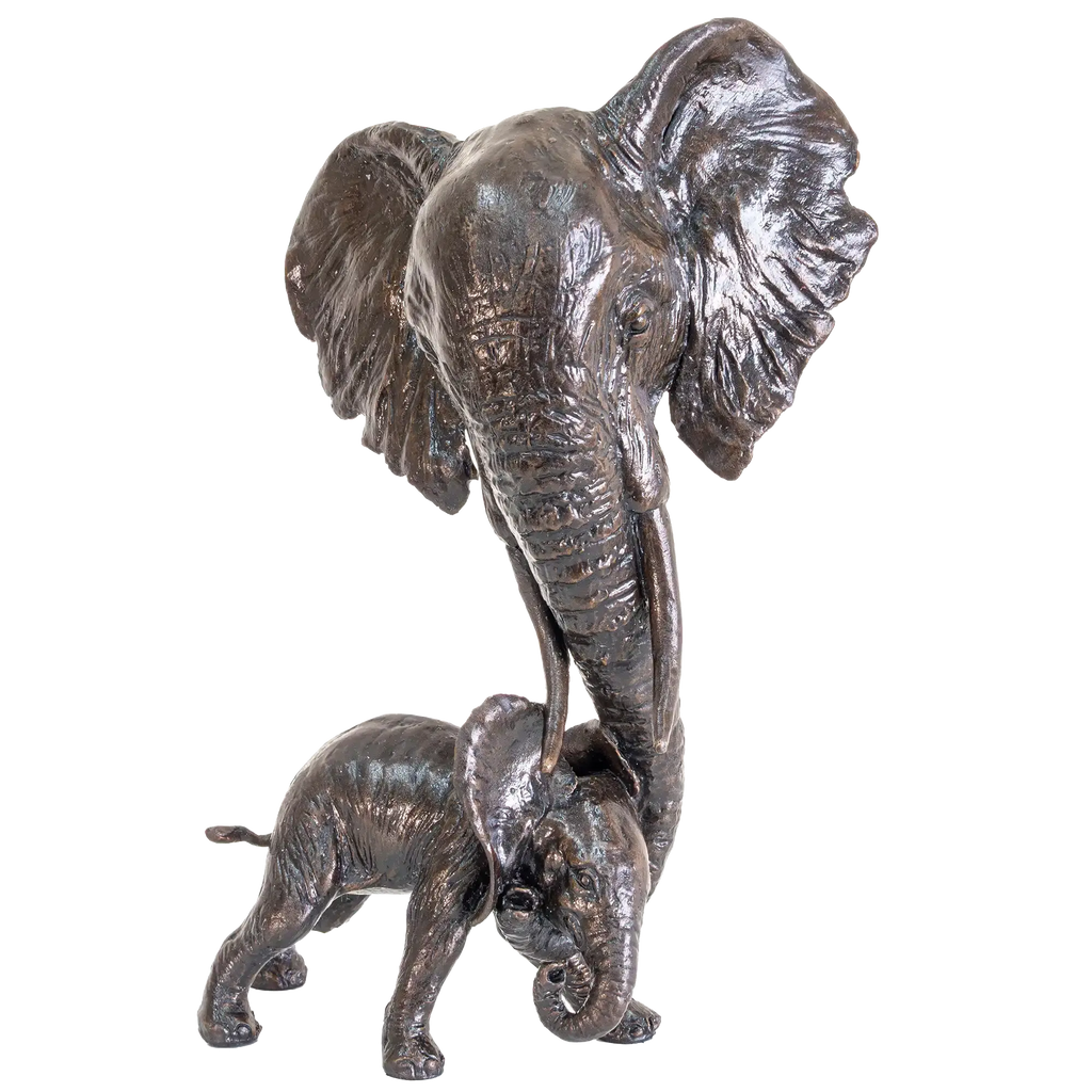 Richard Cooper Bronze Elephant Mother & Calf Figurine