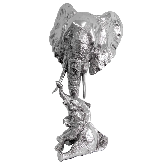 Richard Cooper Nickel Studio Collection Elephant & Calf Figurine