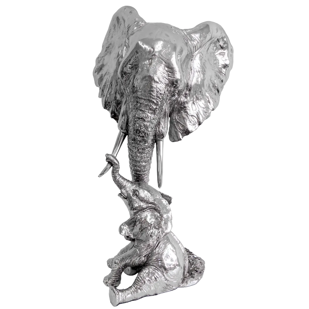 Richard Cooper Nickel Studio Collection Elephant & Calf Figurine