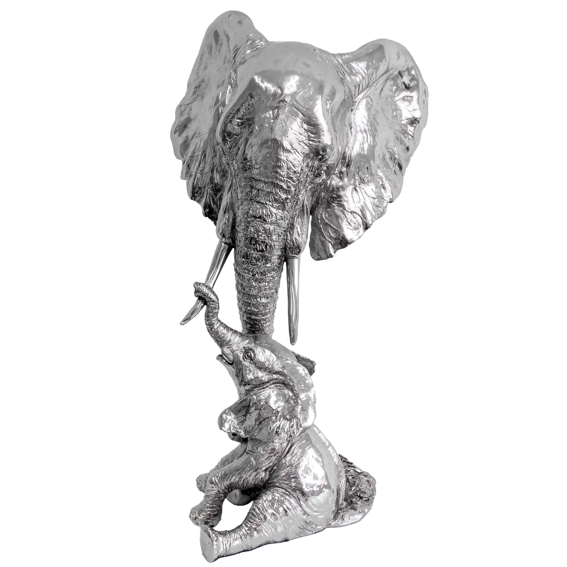 Richard Cooper Nickel Studio Collection Elephant & Calf Figurine