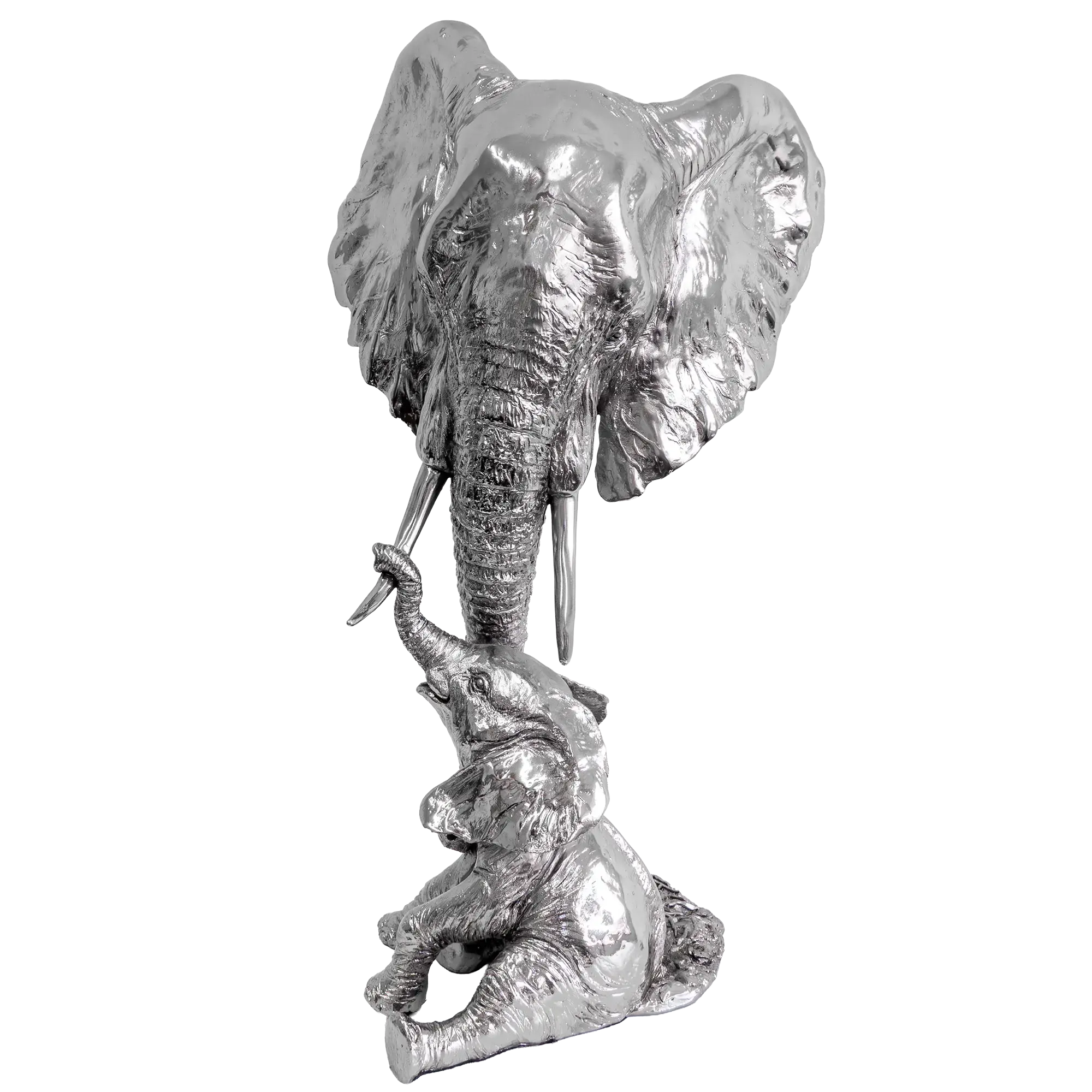 Richard Cooper Nickel Studio Collection Elephant & Calf Figurine