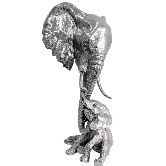 Richard Cooper Nickel Studio Collection Elephant & Calf Figurine