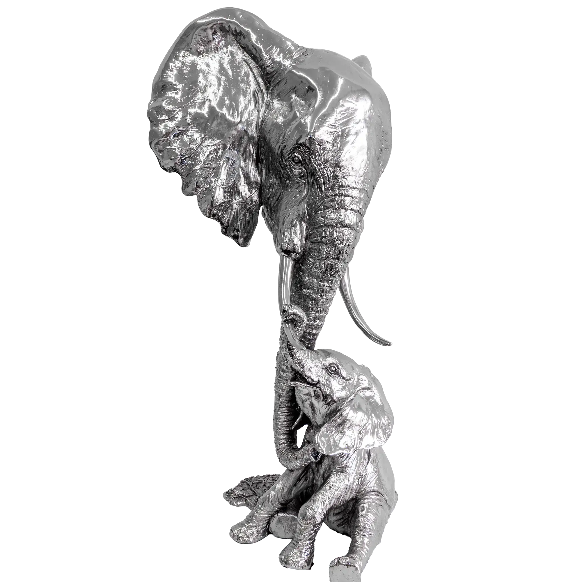 Richard Cooper Nickel Studio Collection Elephant & Calf Figurine