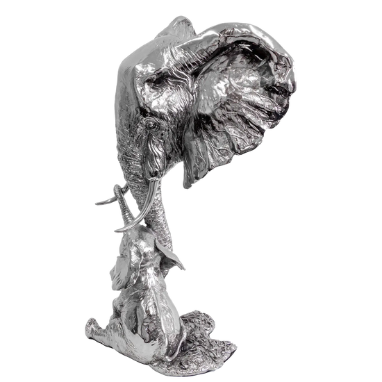 Richard Cooper Nickel Studio Collection Elephant & Calf Figurine