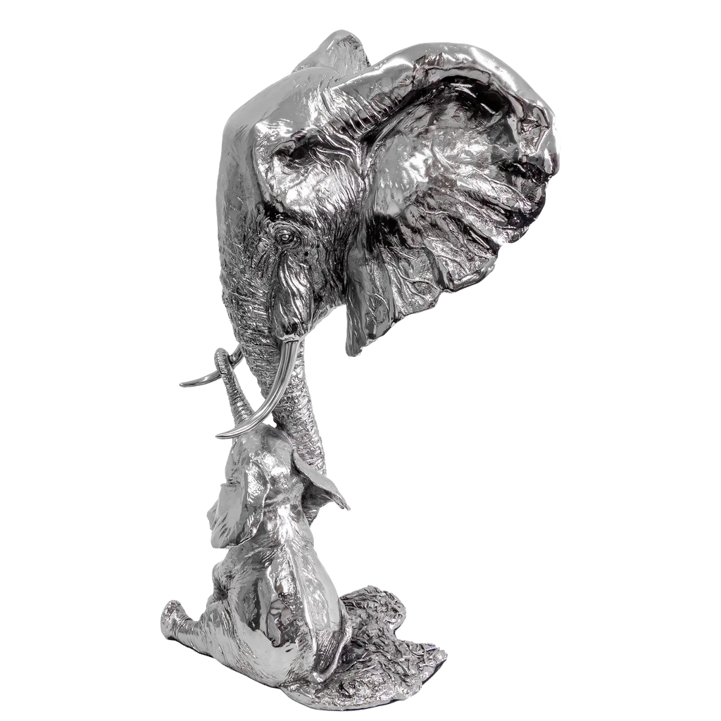 Richard Cooper Nickel Studio Collection Elephant & Calf Figurine