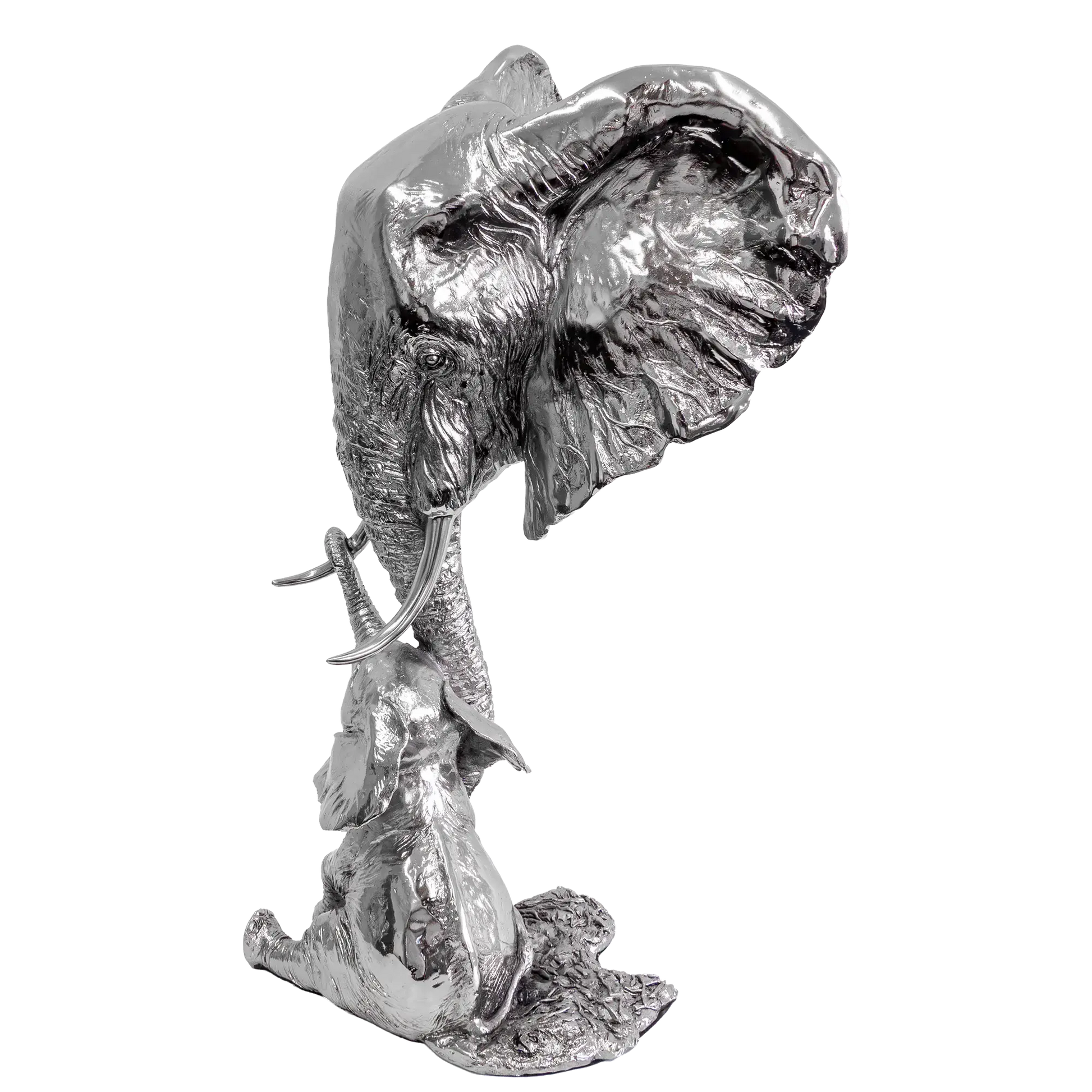 Richard Cooper Nickel Studio Collection Elephant & Calf Figurine