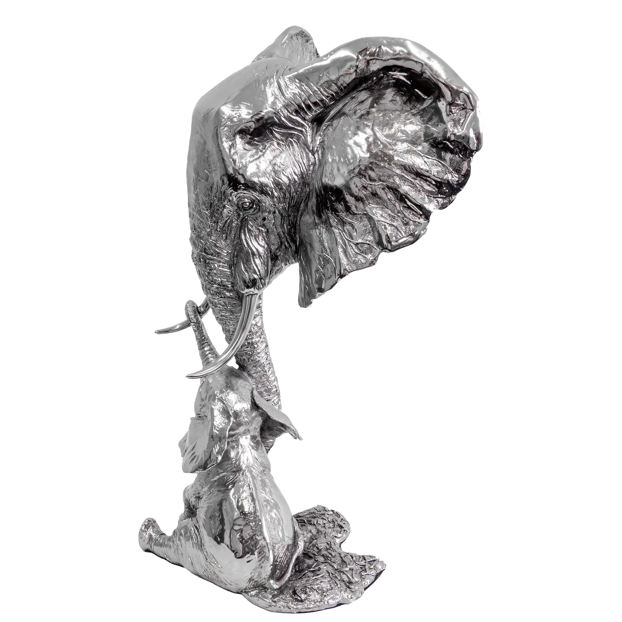 Richard Cooper Nickel Studio Collection Elephant & Calf Figurine