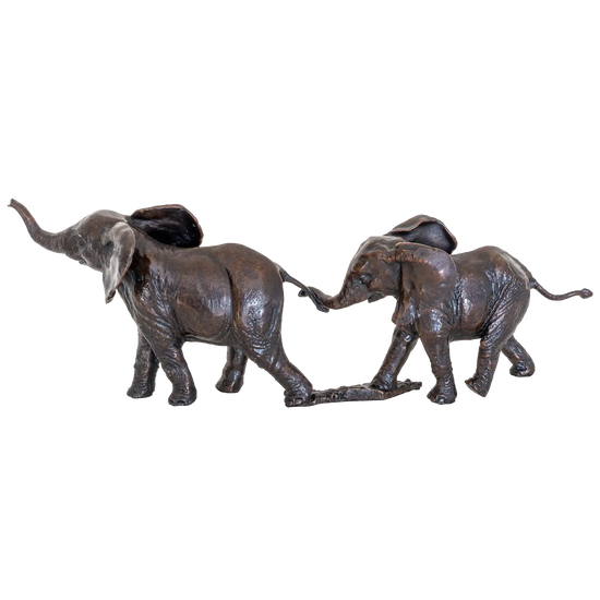 Richard Cooper Bronze Wildlife Collection Follow the Leader Elephant Figurine