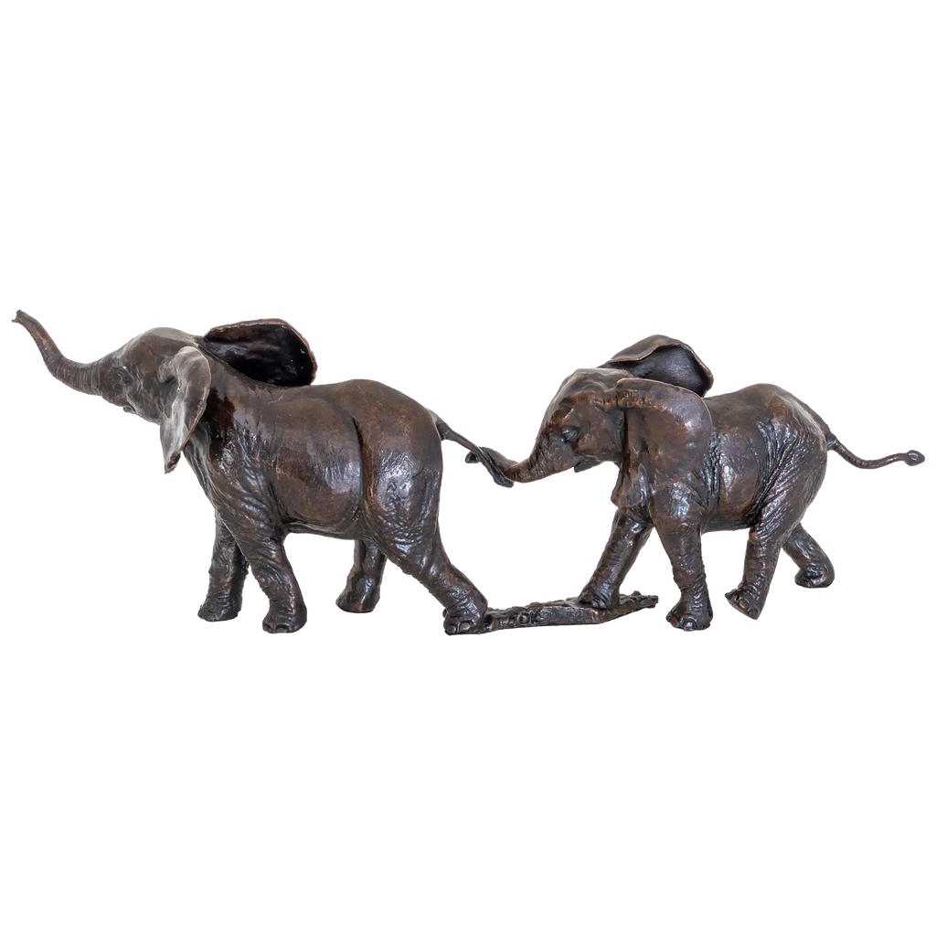 Richard Cooper Bronze Wildlife Collection Follow the Leader Elephant Figurine