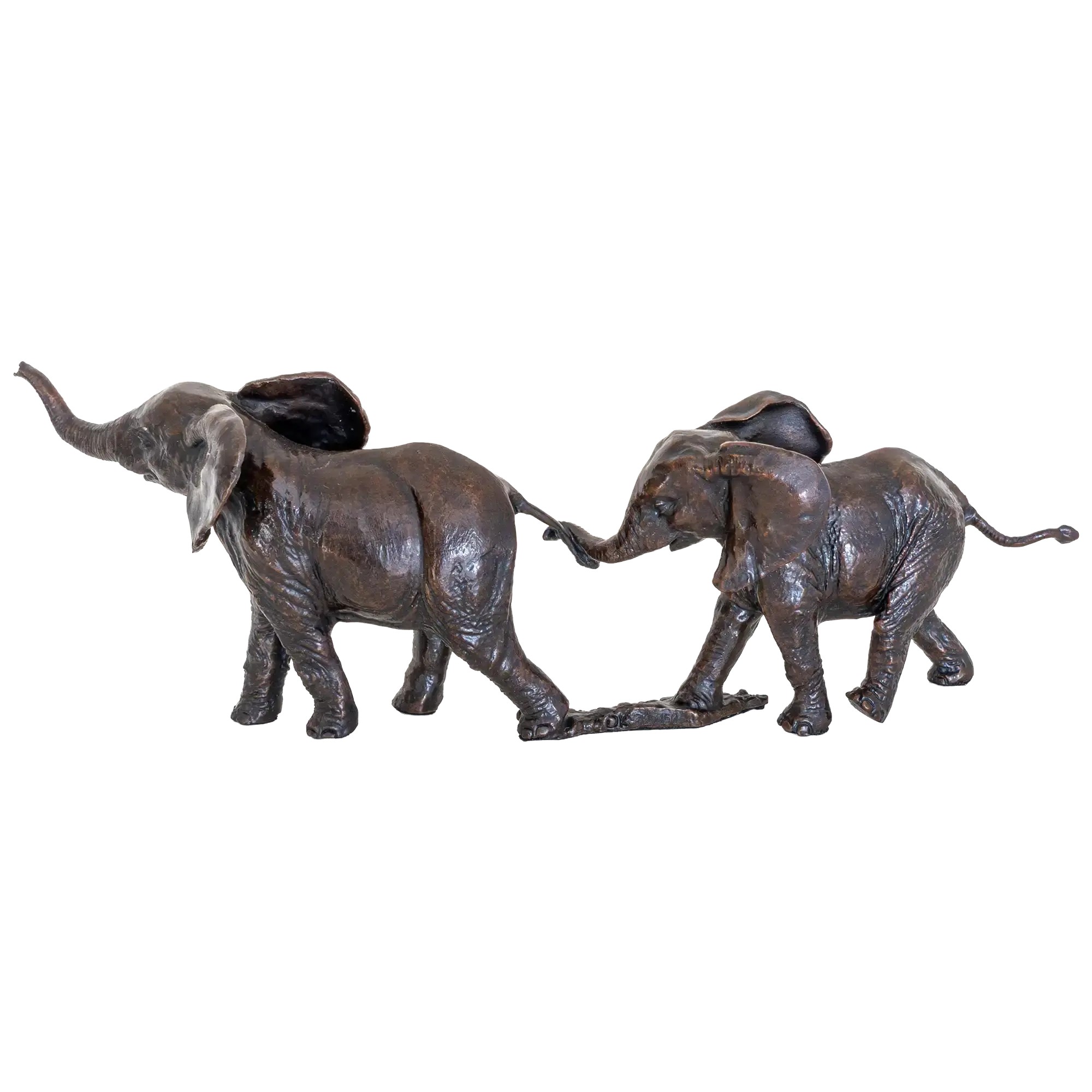 Richard Cooper Bronze Wildlife Collection Follow the Leader Elephant Figurine