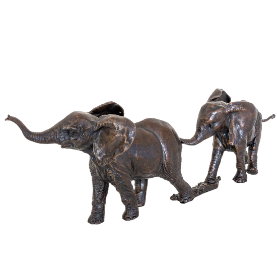 Richard Cooper Bronze Wildlife Collection Follow the Leader Elephant Figurine