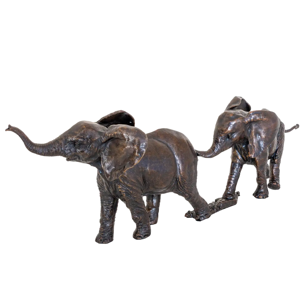 Richard Cooper Bronze Wildlife Collection Follow the Leader Elephant Figurine
