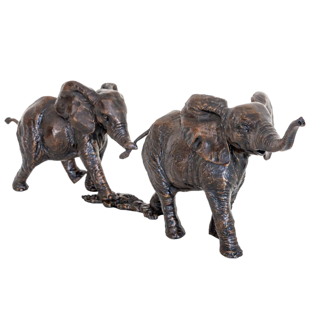 Richard Cooper Bronze Wildlife Collection Follow the Leader Elephant Figurine