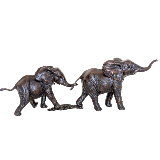 Richard Cooper Bronze Wildlife Collection Follow the Leader Elephant Figurine