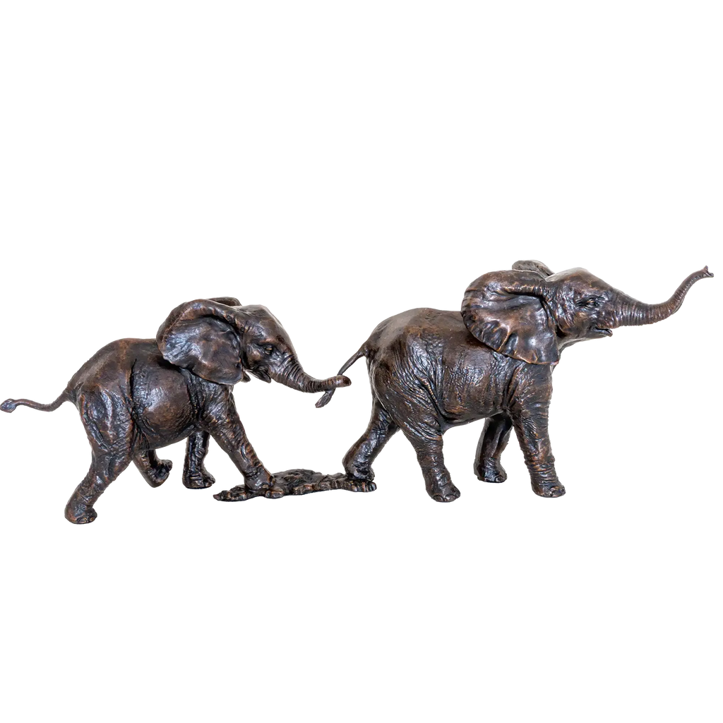 Richard Cooper Bronze Wildlife Collection Follow the Leader Elephant Figurine