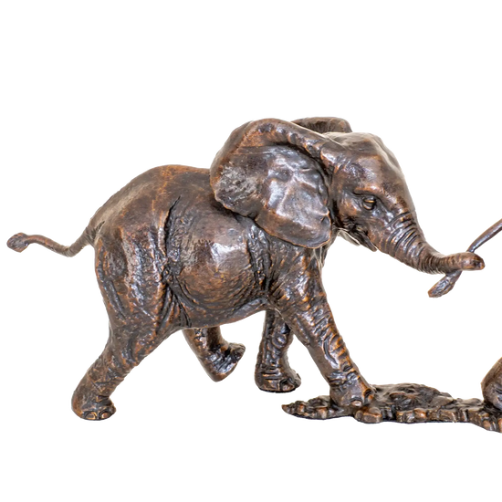 Richard Cooper Bronze Wildlife Collection Follow the Leader Elephant Figurine