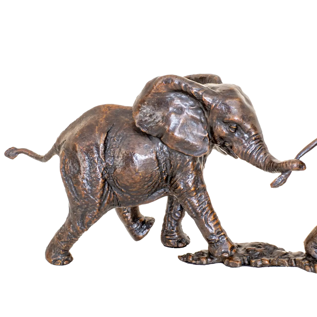 Richard Cooper Bronze Wildlife Collection Follow the Leader Elephant Figurine