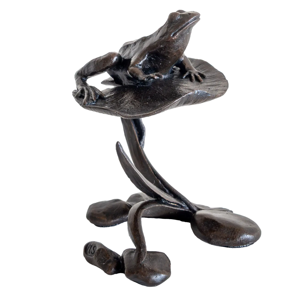 Richard Cooper Bronze Animals Collection Frog on Lily Pad Figurine