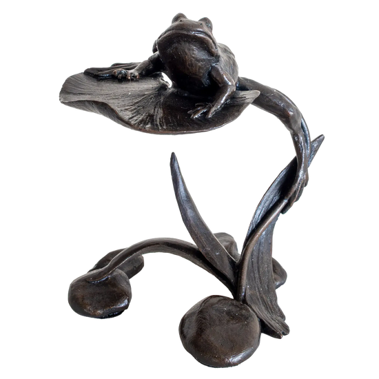Richard Cooper Bronze Animals Collection Frog on Lily Pad Figurine