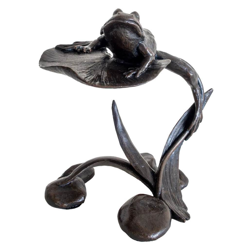 Richard Cooper Bronze Animals Collection Frog on Lily Pad Figurine