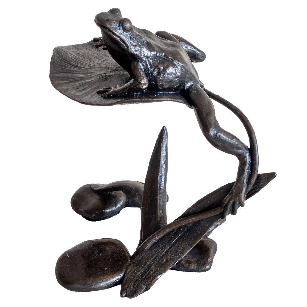 Richard Cooper Bronze Animals Collection Frog on Lily Pad Figurine