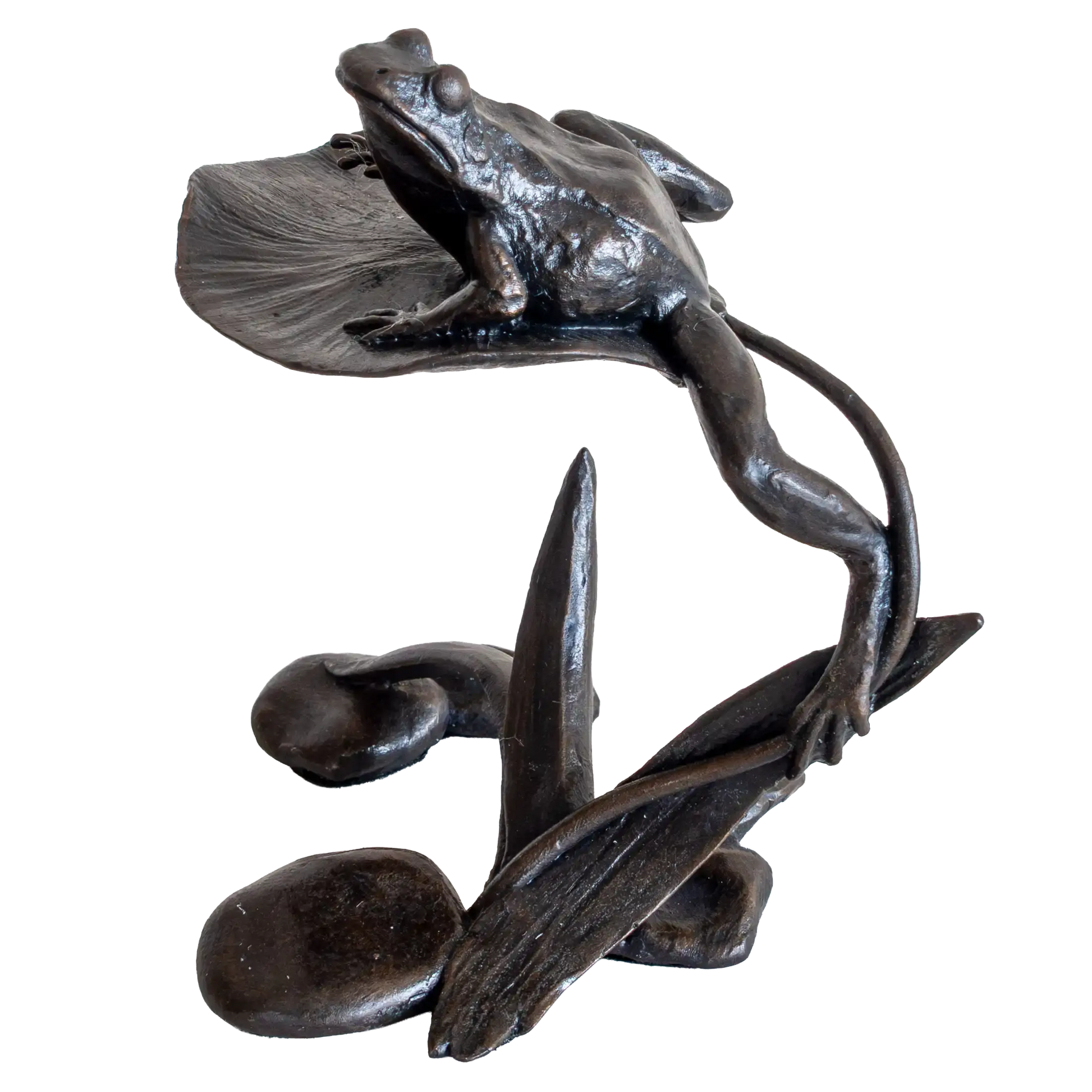 Richard Cooper Bronze Animals Collection Frog on Lily Pad Figurine