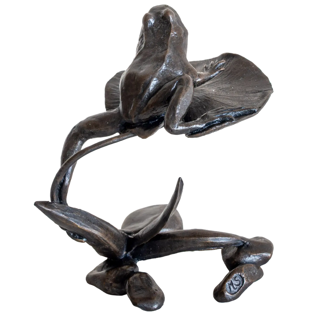 Richard Cooper Bronze Animals Collection Frog on Lily Pad Figurine