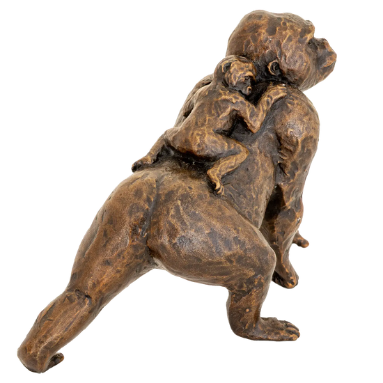 Richard Cooper Bronze Gorilla with Baby Figurine