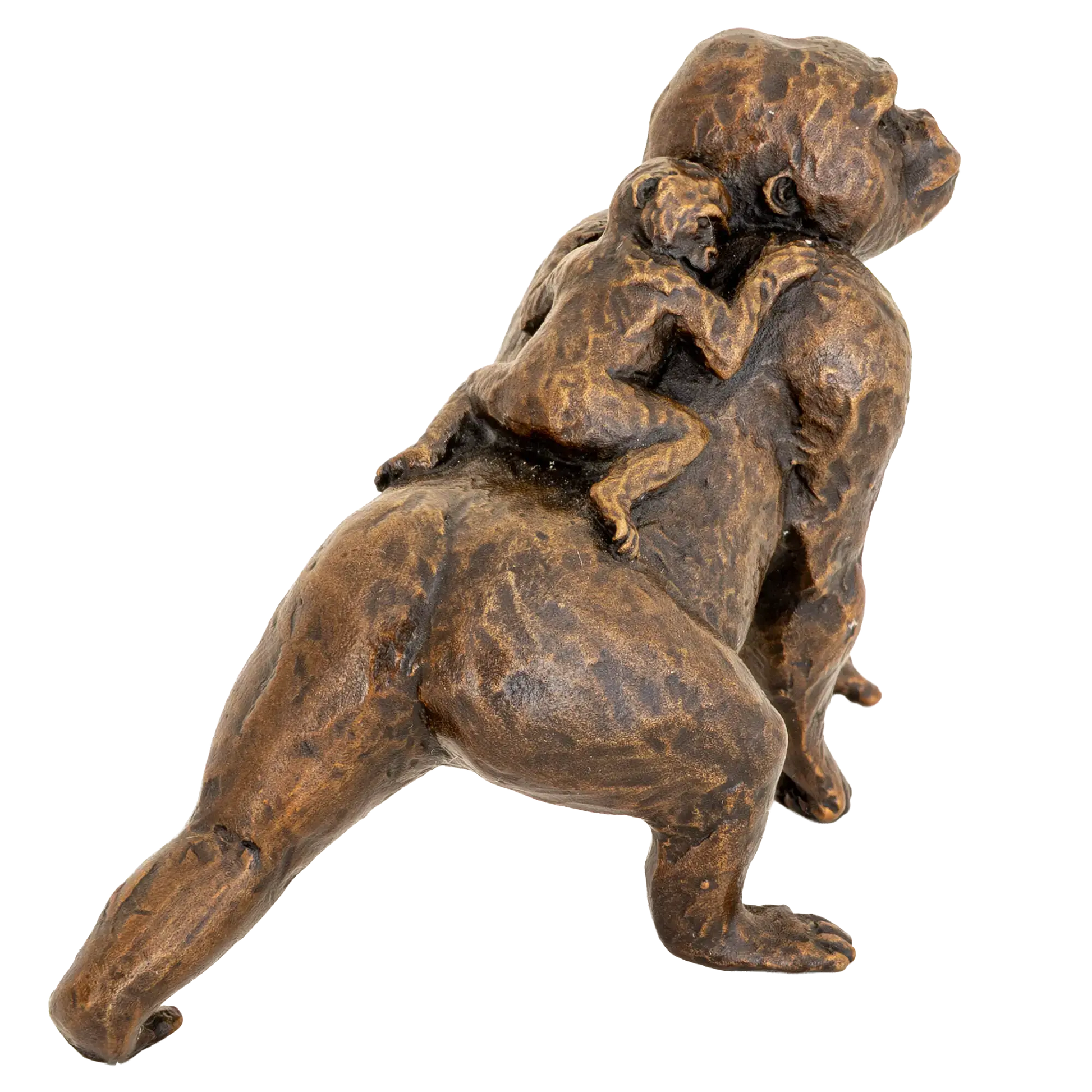 Richard Cooper Bronze Gorilla with Baby Figurine