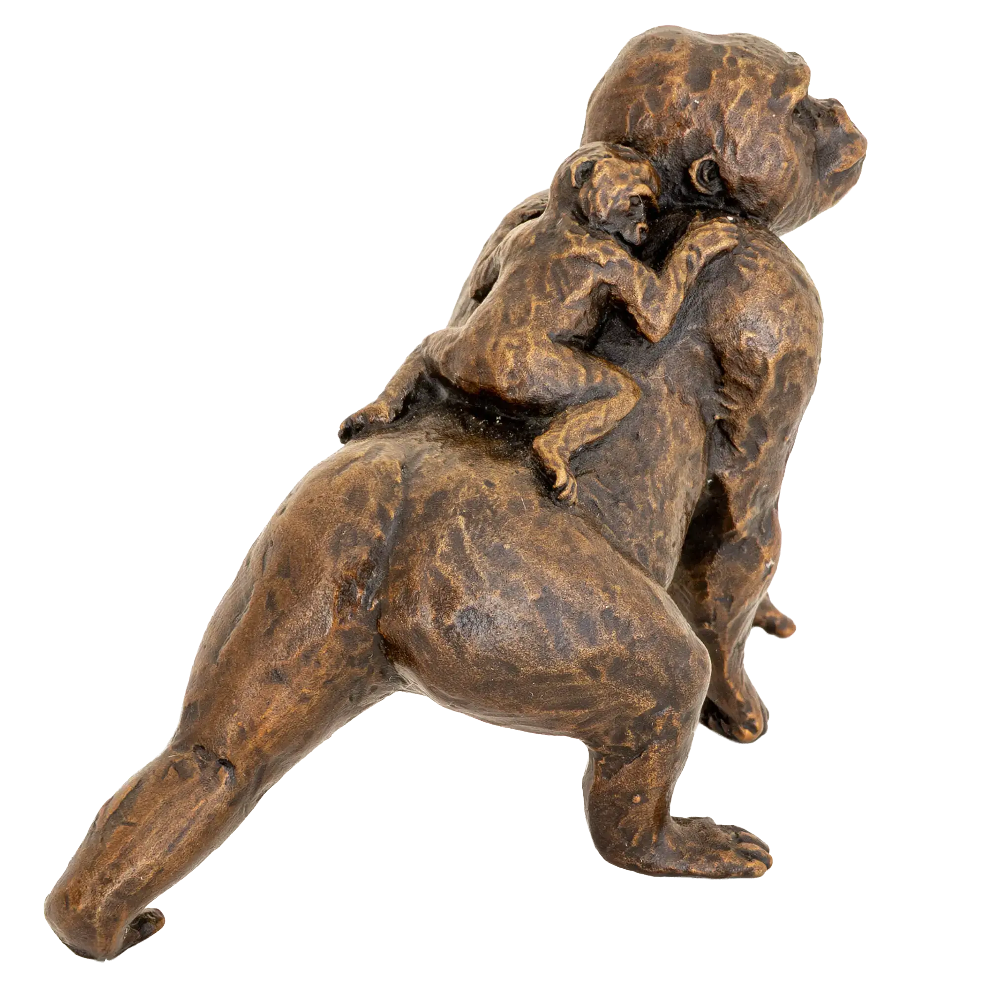 Richard Cooper Bronze Gorilla with Baby Figurine