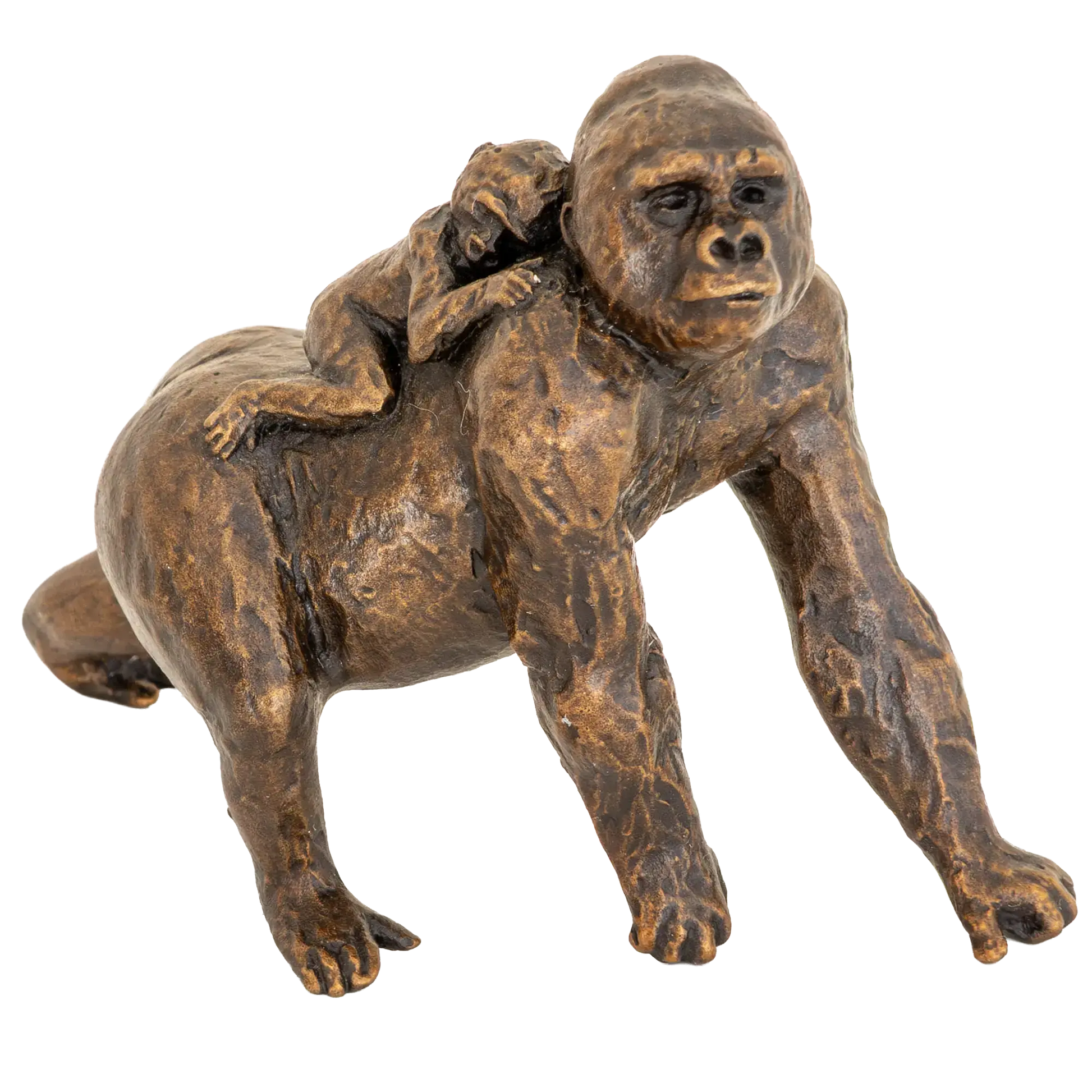 Richard Cooper Bronze Gorilla with Baby Figurine