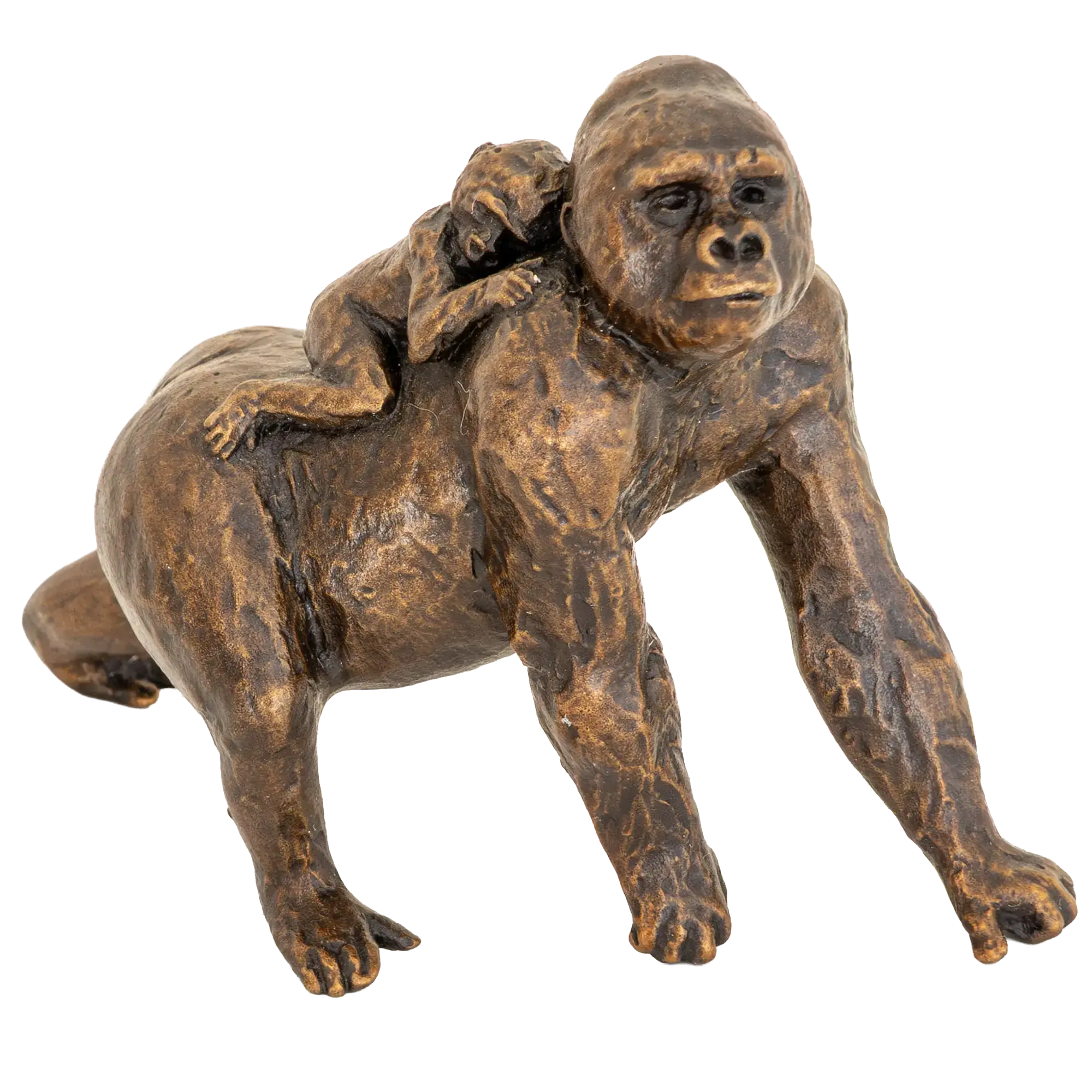 Richard Cooper Bronze Gorilla with Baby Figurine