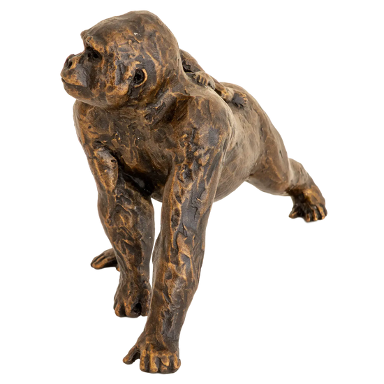 Richard Cooper Bronze Gorilla with Baby Figurine
