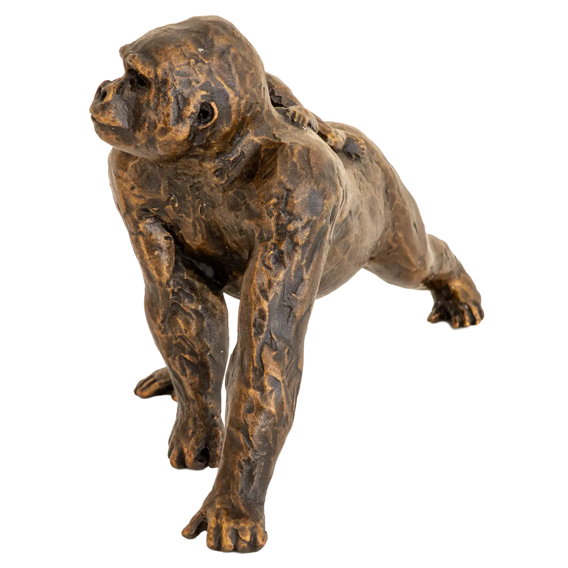 Richard Cooper Bronze Gorilla with Baby Figurine