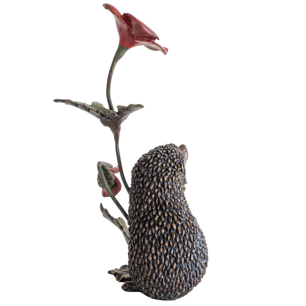 Richard Cooper Bronze Animals Collection Hedgehog with Poppy