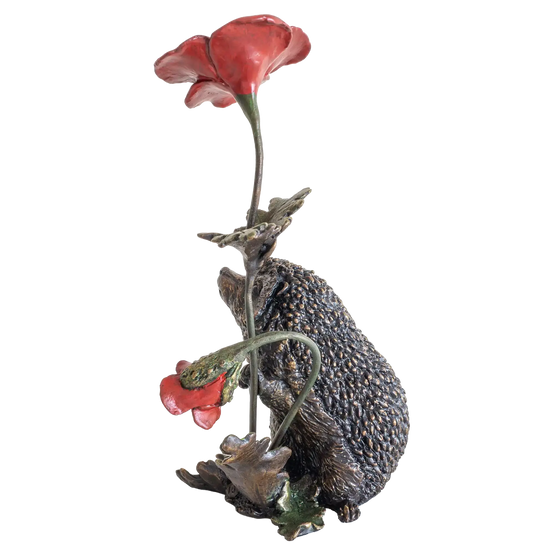 Richard Cooper Bronze Animals Collection Hedgehog with Poppy
