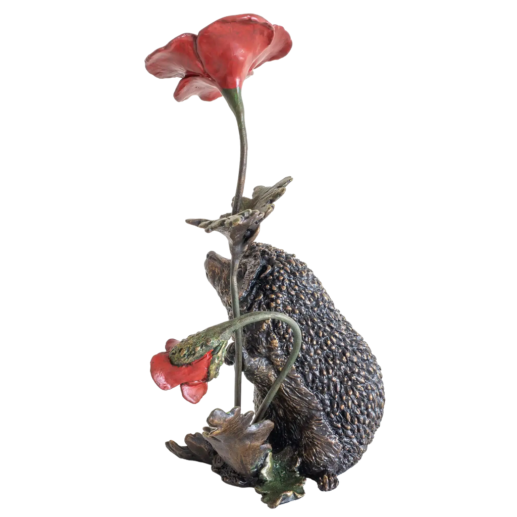 Richard Cooper Bronze Animals Collection Hedgehog with Poppy