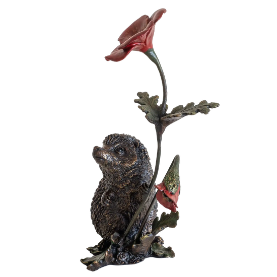 Richard Cooper Bronze Animals Collection Hedgehog with Poppy