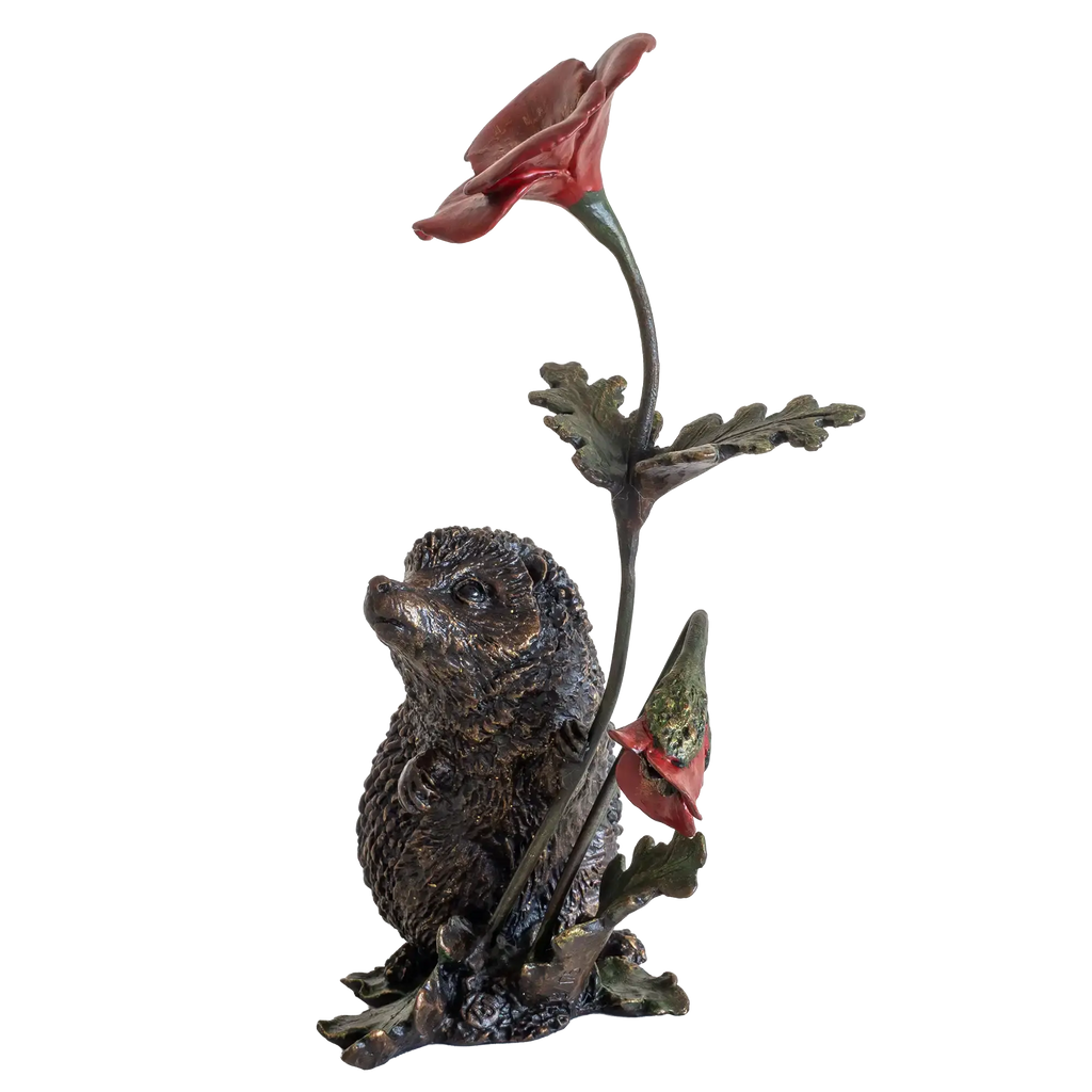 Richard Cooper Bronze Animals Collection Hedgehog with Poppy