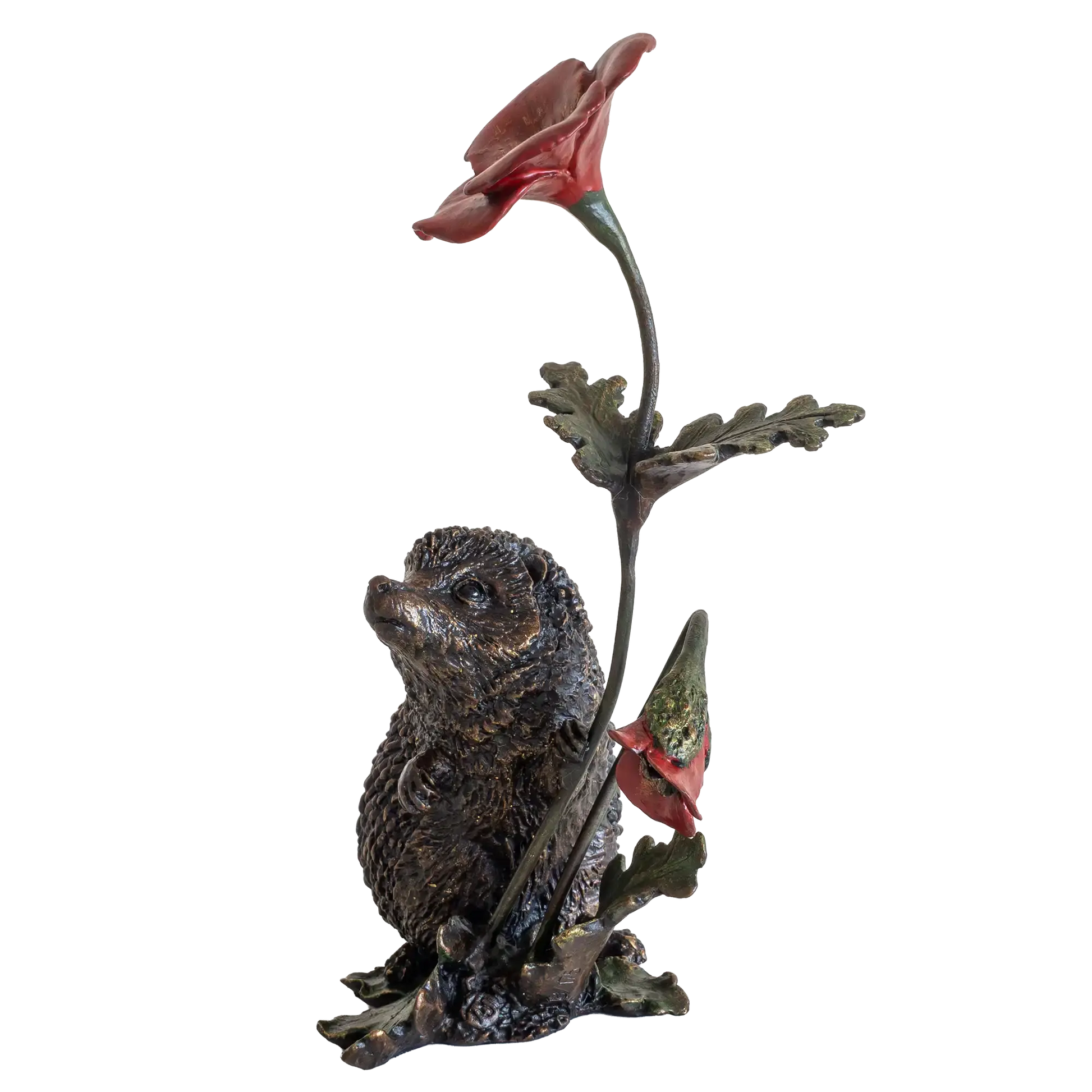 Richard Cooper Bronze Animals Collection Hedgehog with Poppy