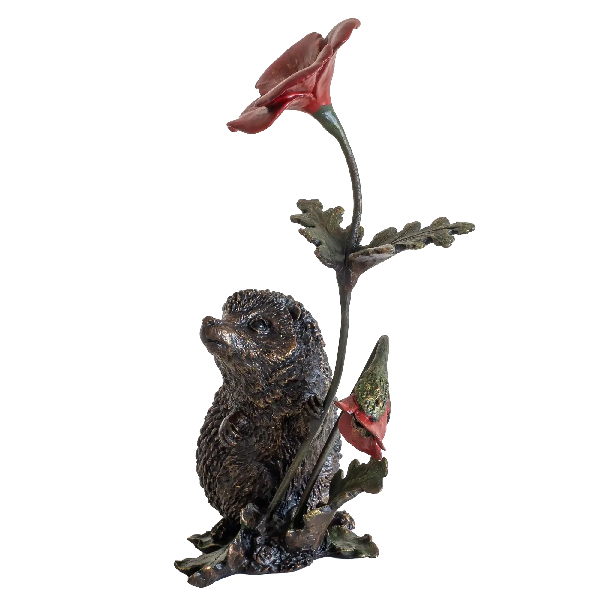 Richard Cooper Bronze Animals Collection Hedgehog with Poppy