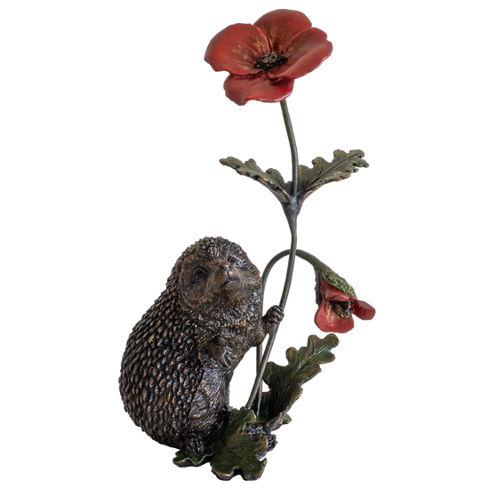 Richard Cooper Bronze Animals Collection Hedgehog with Poppy