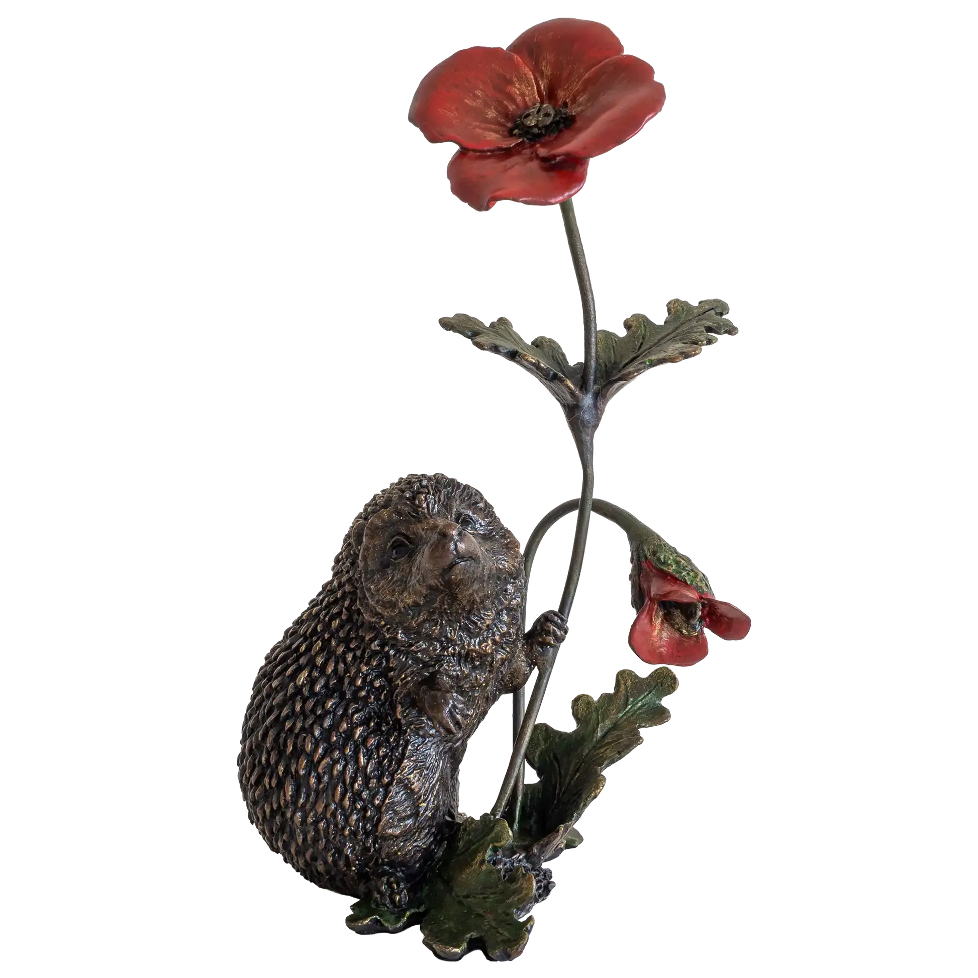 Richard Cooper Bronze Animals Collection Hedgehog with Poppy