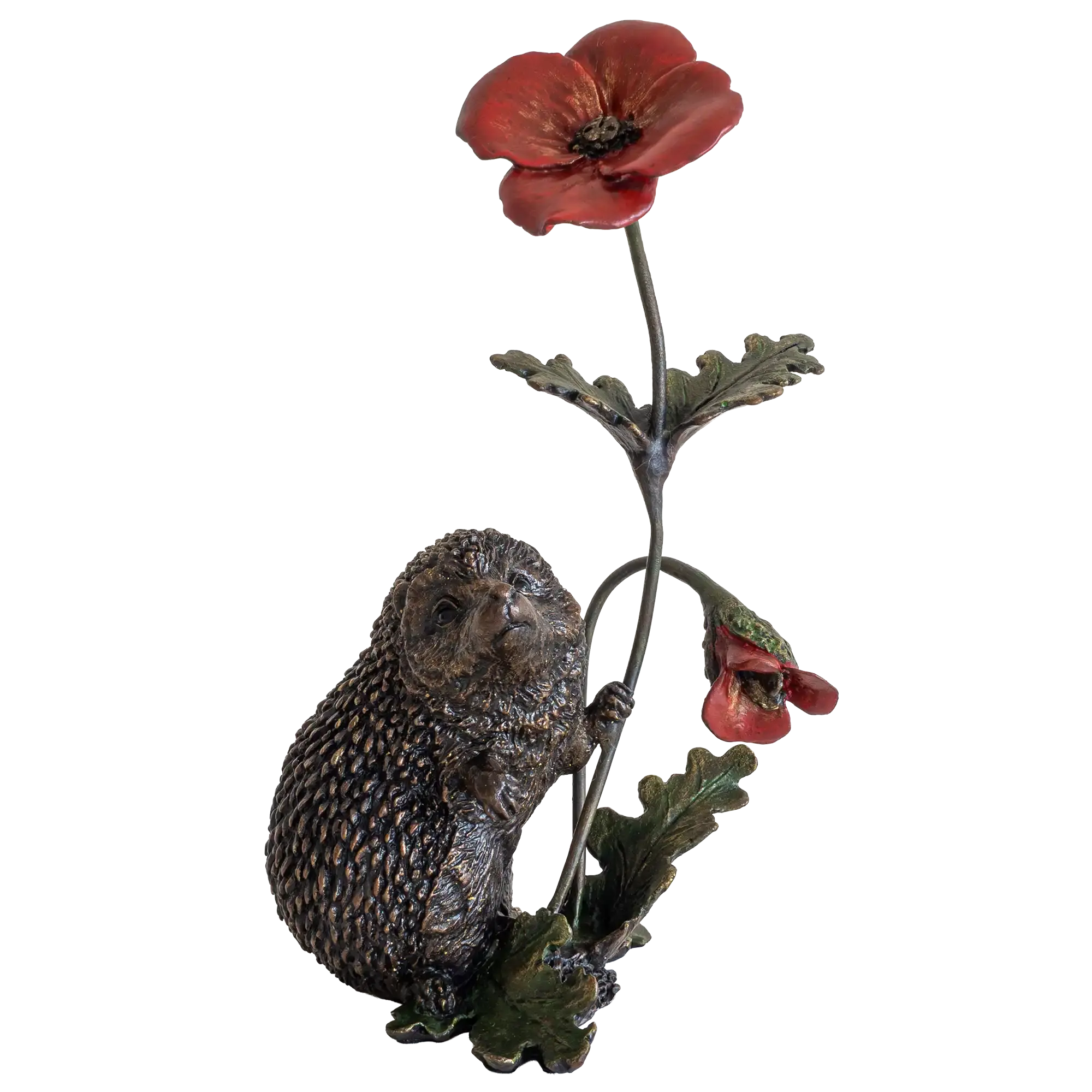 Richard Cooper Bronze Animals Collection Hedgehog with Poppy