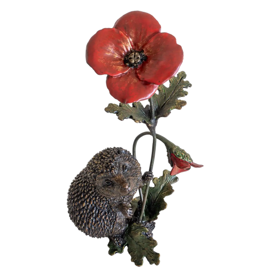 Richard Cooper Bronze Animals Collection Hedgehog with Poppy