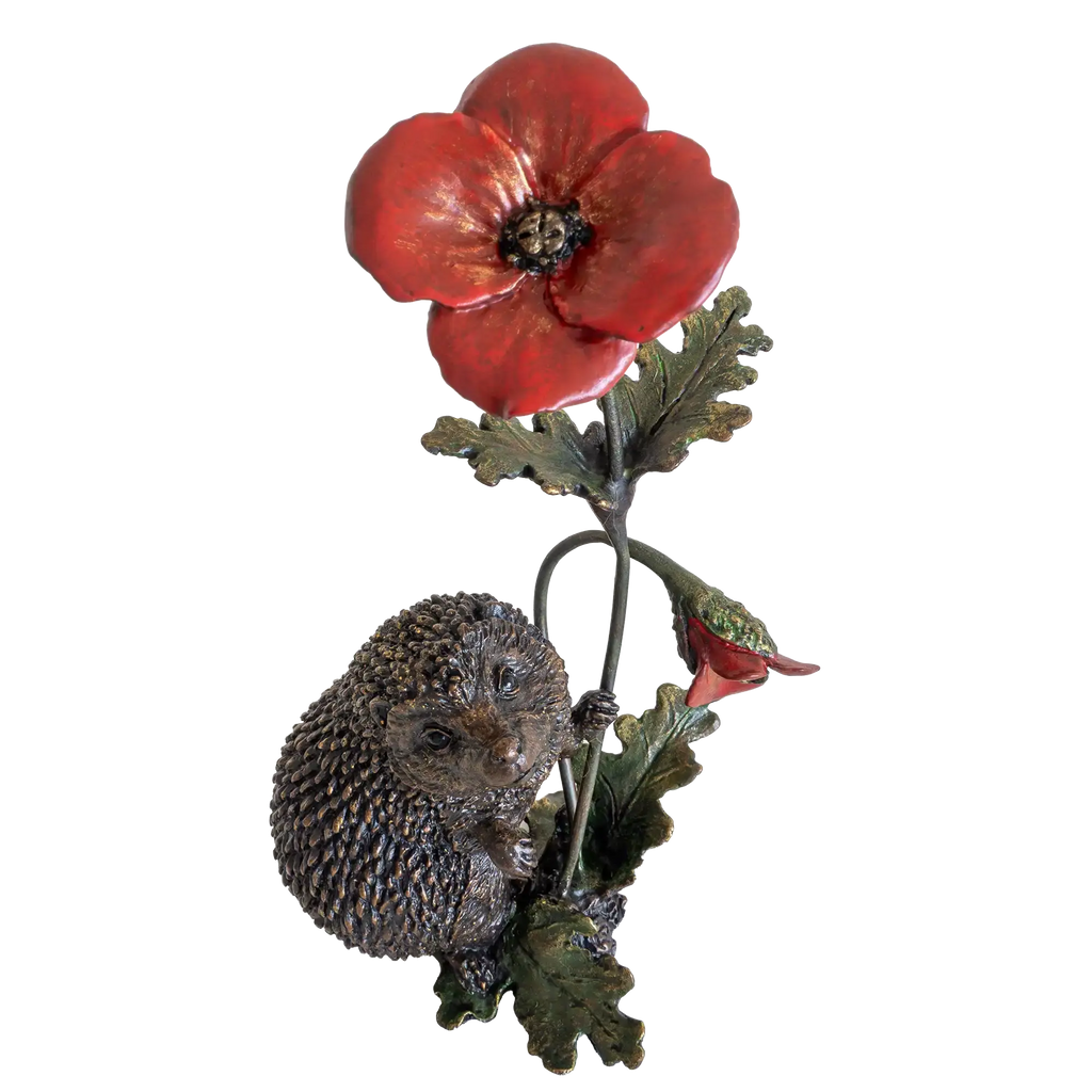 Richard Cooper Bronze Animals Collection Hedgehog with Poppy