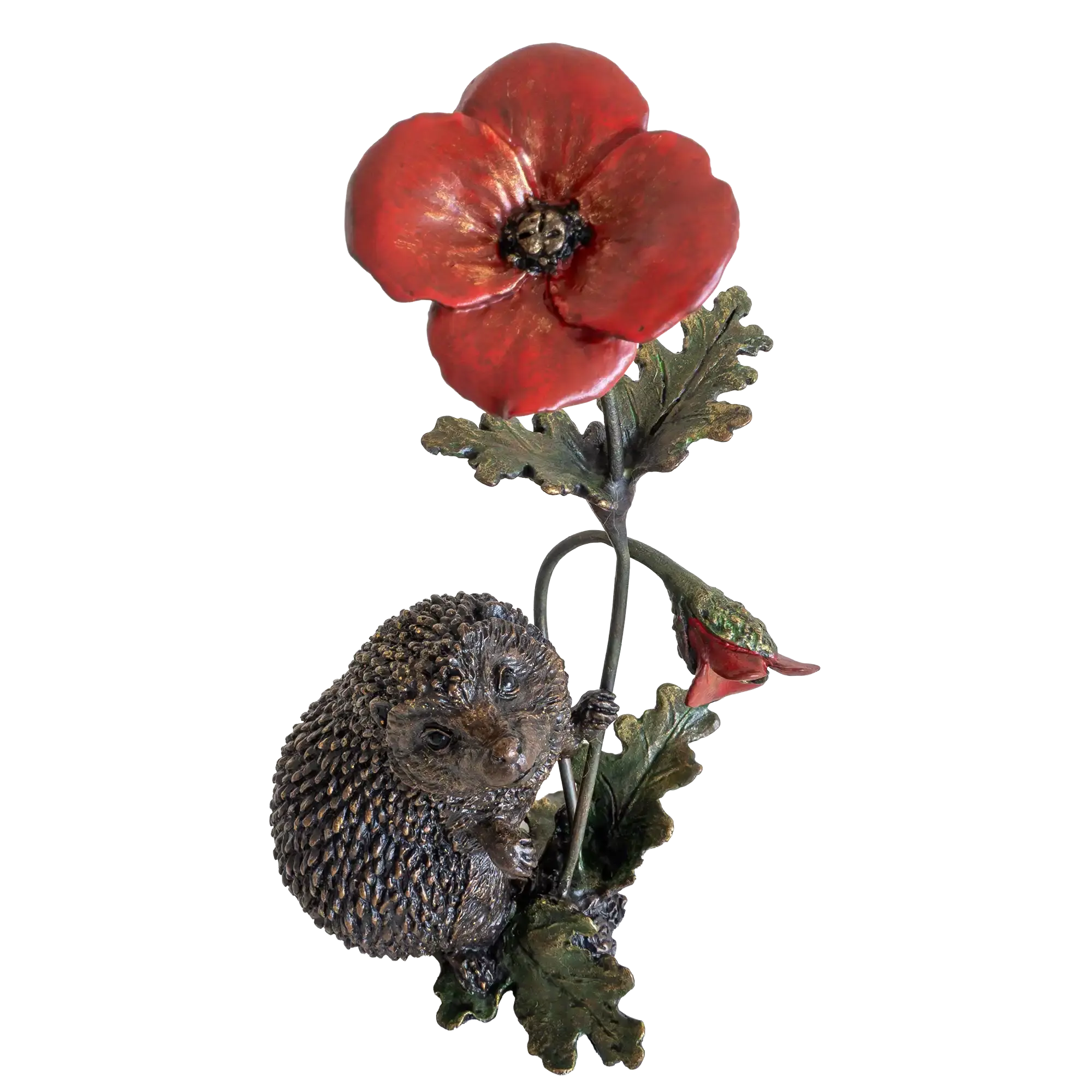 Richard Cooper Bronze Animals Collection Hedgehog with Poppy