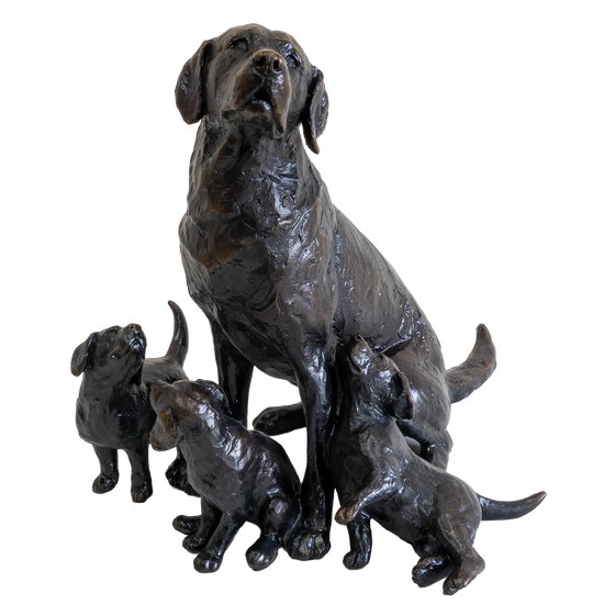 Richard Cooper Limited Edition Bronze Labrador with Puppies Figurine