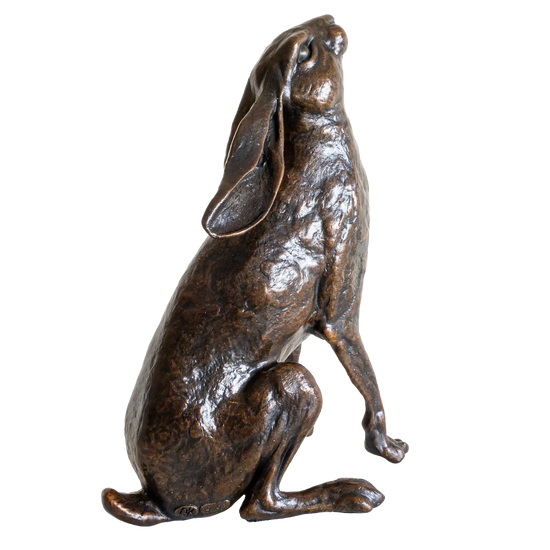 Richard Cooper Bronze Large Hare Moon Gazing Figurine